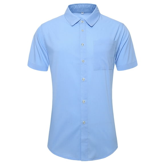 cfhntfmh Dress Shirts for Men Business Casual Short Sleeve Button down Shirt Slim Stretch Solid Tops with Pocket