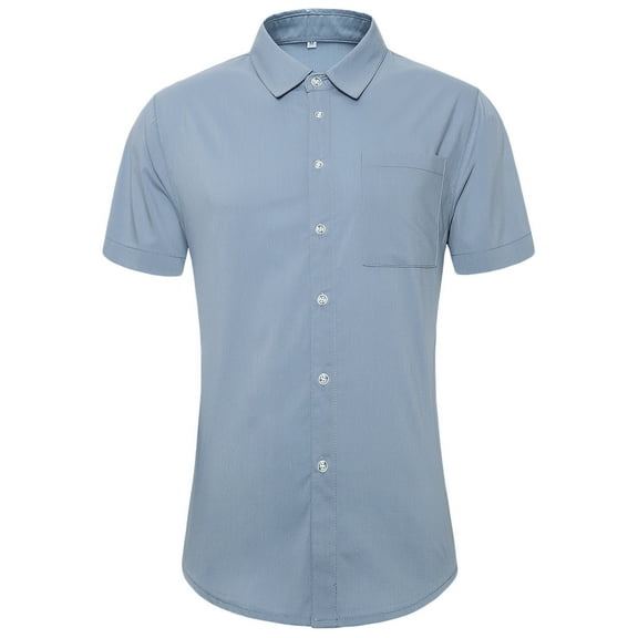 cfhntfmh Dress Shirts for Men Business Casual Short Sleeve Button down Shirt Slim Stretch Solid Tops with Pocket