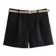thumbnail image 1 of cfhntfmh Dress Shorts for Women Formal High Waist Belted Loose Work Shorts Business Casual Suit Shorts with Pockets, 1 of 6