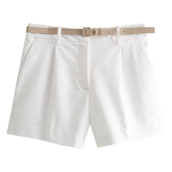 cfhntfmh Dress Shorts for Women Formal High Waist Belted Loose Work Shorts Business Casual Suit Shorts with Pockets