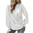 thumbnail image 1 of cfhntfmh Dressy Casual Shirts for Women Chiffon Trendy Cross V Neck Tunic Blouses Elegant Lantern Long Sleeve Going out Tops, 1 of 6