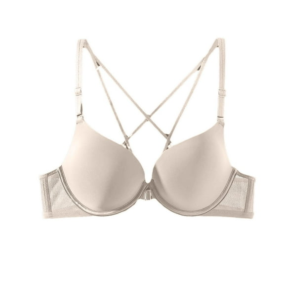 cfhntfmh Everyday Bras for Women Soft V Neck Back Cross Adjustable Strappy T-Shirts Bras Comfort Underwire Push up Bras