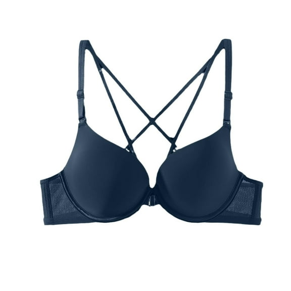 cfhntfmh Everyday Bras for Women Soft V Neck Back Cross Adjustable Strappy T-Shirts Bras Comfort Underwire Push up Bras