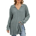 thumbnail image 1 of cfhntfmh Fall Outfits for Women Long Sleeve Shirts for Women Ribbed Knit V Neck Dressy Casual Lightweight Sweaters Tunic Tops, 1 of 4