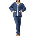 thumbnail image 1 of cfhntfmh Fall Pajamas Women Fluffy Pajamas Set Fleece Pullover with Wide Leg Pants 2 Piece Pjs Set Soft Plush Winter Outfits, 1 of 7