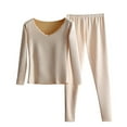 thumbnail image 1 of XuJwPNcy Fall Pajams Women Thermal Underwear Sets Winter Warm Base Layer Lounge Pajamas Top Bottom Sets Women Fall Clothes（Beige,XX-Large), 1 of 3