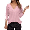 thumbnail image 1 of cfhntfmh Fall Tops for Women Fashion Hollow out Deep V Neck Soft Basic T-Shirts Loose Lounge Long Sleeve Tunic Shirts, 1 of 5