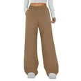 thumbnail image 1 of cfhntfmh Flare Sweatpants Women Drawstring High Waisted Wide Leg Joggers Casual Fleece Bootcut Yoga Pants with Pockets（Khaki,Medium), 1 of 6