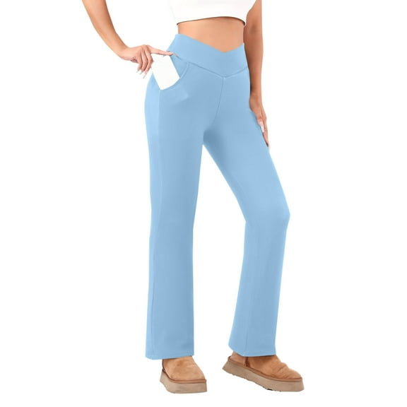 cfhntfmh Fleece Lined Leggings Women Winter Flare Yoga Pants High Waisted Bell Bottom Winter Warm Soft Leggings