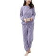 thumbnail image 1 of cfhntfmh Fluffy Pajamas Set for Women Long Sleeve Fleece Pullover 2 Piece Pjs Set Soft Plush Loungewear Winter Warm Clothes, 1 of 7