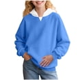 thumbnail image 1 of cfhntfmh Girls Athletic Fleece Hoodies Kids Side Split Sweatshirts Solid Color Long Sleeve Pullover Tops 2-15 Years, 1 of 7