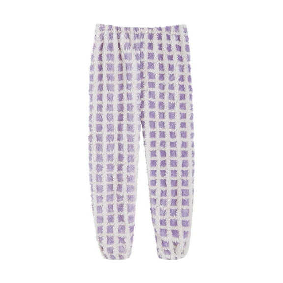 cfhntfmh Girls Boys Fuzzy Pajamas Pants Cute Plaid Print Warm Fleece Pj Bottoms Comfortable Plush Lounge Sleepwear