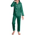 thumbnail image 1 of cfhntfmh Girls Boys Satin Pajama Sets Soft Long Sleeve Collared Buttons down Shirts Loose Straight Leg Pants Sleepwear Sets, 1 of 6