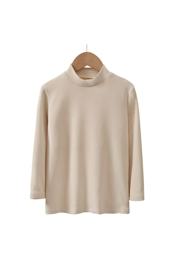 Girls Boys Tops Winter Warm Long Sleeve High Neck Plain Sweater Children's Comfy Undershirts