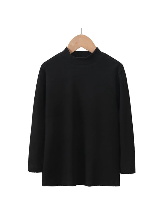 Girls Boys Tops Winter Warm Long Sleeve High Neck Plain Sweater Children's Comfy Undershirts