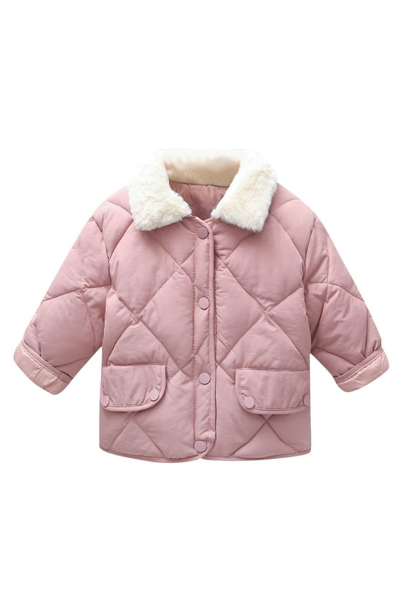 Girls Boys Winter Coats Fuzzy Collared Long Sleeve Buttons er Jackets Warm Thicked Outwear Toddler Baby Outfits