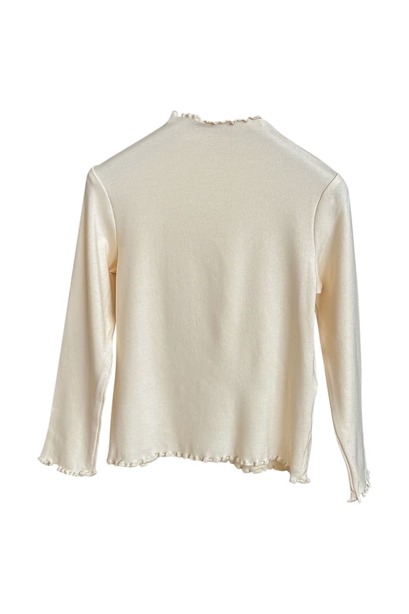 Girls Children's Fall Shirts Fashion Ruffle Hem Mock Neck Long Sleeve Solid Undershirts Soft Stretch Basic Tops