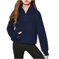 thumbnail image 1 of cfhntfmh Girls' Half Zipper Sweatshirts Casual Long Sleeve Cropped Pullover Tops Athletic Workout Hoodie Fall Winter Clothes, 1 of 7