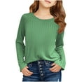 thumbnail image 1 of cfhntfmh Girls Long Sleeve Shirts Kids Crew Neck Tops Casual Solid Color Slim Fit Pullover Toddler Girl Blouse Tees Clothes, 1 of 6