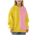 thumbnail image 1 of cfhntfmh Girls Sweatshirts Color Block Long Sleeve Pullover Unisex Boys Girl Basic Crewneck Sweatshirts Kids Fashion Clothes, 1 of 6