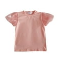 thumbnail image 1 of cfhntfmh Girls Toddler T-Shirts Fashion Short Sleeve Basic Tops Casual Summer Round Neck Solid Color Blouses Tees, 1 of 5