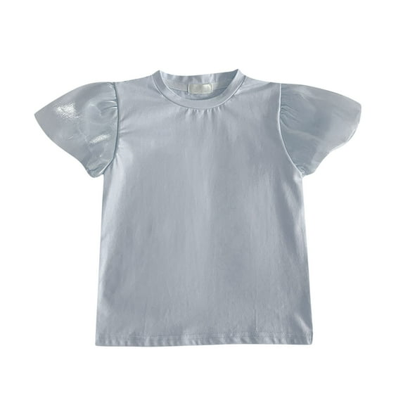 cfhntfmh Girls Toddler T-Shirts Fashion Short Sleeve Basic Tops Casual Summer Round Neck Solid Color Blouses Tees
