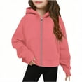 thumbnail image 1 of cfhntfmh Girls Zip up Hoodie Fleece Lined Kids Fashion Oversized Sweatshirt Jacket with Pockets Boys Girls Clothes 5-14 Years, 1 of 4