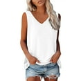 thumbnail image 1 of cfhntfmh Going out Tank Tops for Women Sleeveless V Neck Loose T-Shirt Plain Color Flowy Summer Tees, 1 of 4