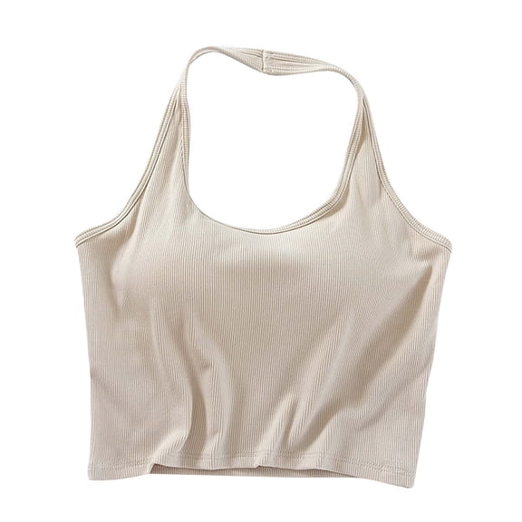 cfhntfmh Going out Top for Women Fashion Sleeveless Backless Scroop Neck Slim Stretchy Ribbed Knit Camisole Crop Tops S-Xl