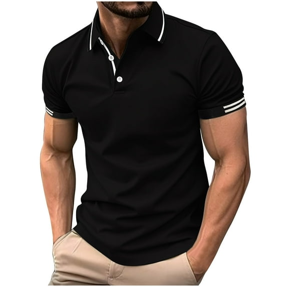 cfhntfmh Golf Shirts for Men Fashion Printed Collared Buttons Muscle Tshirts Casual Stretch Short Sleeve Summer Tops