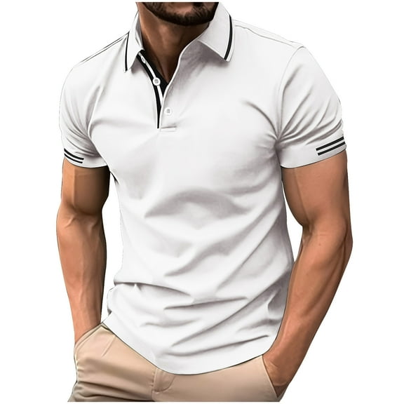 cfhntfmh Golf Shirts for Men Fashion Printed Collared Buttons Muscle Tshirts Casual Stretch Short Sleeve Summer Tops