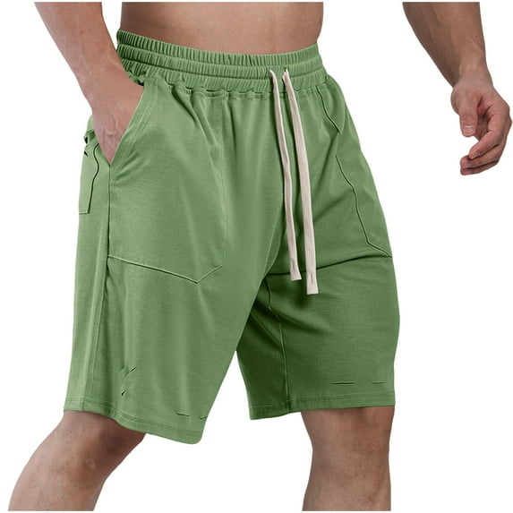cfhntfmh Mens Athletic Shorts Casual Elastic Waisted Drawstring Shorts with Pockets Summer Baggy Wide Leg Workout Gym Shorts