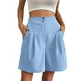 thumbnail image 1 of cfhntfmh High Waisted Shorts for Women Casual Wide Leg Baggy Shorts Summer Loose Pleated Beach Vacation Shorts with Pockets, 1 of 6