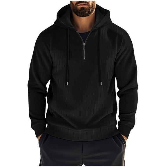 cfhntfmh Hoodies for Men 1/4 Zip Workout Casual Fall Long Sleeve Outdoor Outfits Big and Tall Clothes Drawstring Hoodie