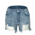 thumbnail image 1 of cfhntfmh Jeans for Women Trendy High Rise Ripped Frayed Stretchy Shorts Distressed Denim Shorts with Pockets, 1 of 7