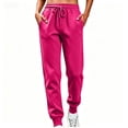thumbnail image 1 of cfhntfmh Jogger Sweatpants for Women High Elastic Waist Drawstring Athletic Pants with Pockets Casual Winter Pants (Hot Pink,3X-Large), 1 of 5