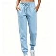 thumbnail image 1 of cfhntfmh Jogger Sweatpants for Women High Elastic Waist Drawstring Athletic Pants with Pockets Casual Winter Pants (Light Blue,X-Small), 1 of 5