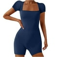 thumbnail image 1 of cfhntfmh Jumpsuit for Women Square Neck Fashion Short Sleeve Bodysuit Summer Seamless Yoga Shorts Rompers, 1 of 5