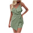 thumbnail image 1 of cfhntfmh Jumpsuit for Women Trendy Deep V Neck Adjustable Strap Layered Belted Outfits Summer Flowy Shorts Rompers, 1 of 7