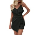 thumbnail image 1 of cfhntfmh Jumpsuit for Women Trendy Deep V Neck Adjustable Strap Layered Belted Outfits Summer Flowy Shorts Rompers, 1 of 7