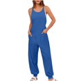 thumbnail image 1 of cfhntfmh Jumpsuits for Women V Neck Sleeveless Loose Overalls Casual Summer Spaghetti Strap Jogger Pants with Pockets, 1 of 7