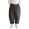 thumbnail image 1 of cfhntfmh Kids Corduroy Pants Casual Baggy Elastic Waisted Pants with Pocket Fall Winter Fashion Outfit (Black,0-1 Years), 1 of 5