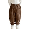 thumbnail image 1 of cfhntfmh Kids Corduroy Pants Casual Baggy Elastic Waisted Pants with Pocket Fall Winter Fashion Outfit (Brown,1-2 Years), 1 of 5
