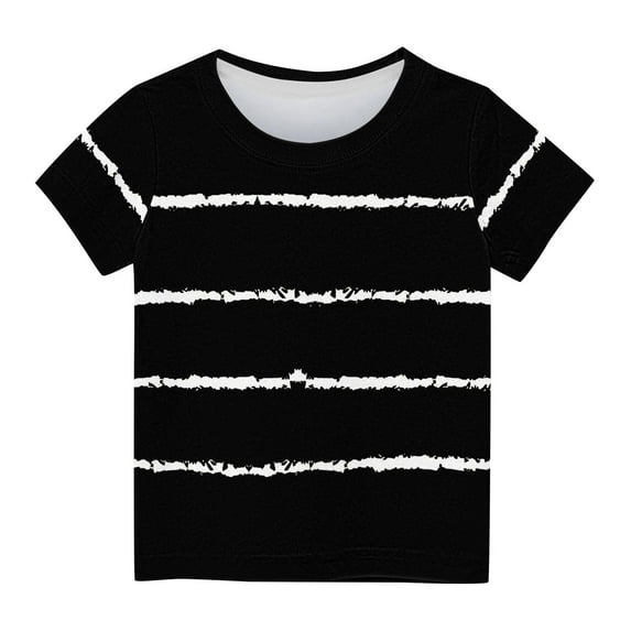 cfhntfmh Kids Summer Tops Casual Print Baggy Short Sleeve Round Neck Shirts Girls Boys Basic Lounge Beach Clothes 3-13 Years
