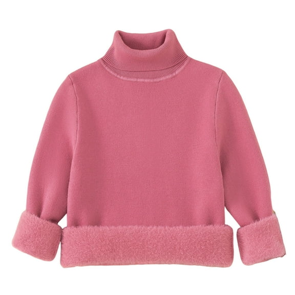 cfhntfmh Kids Sweater for Boy Girl Sherpa Lined Furry Turtleneck Tops Winter Warm Pullover Sweater Tops Boys Girls Clothes