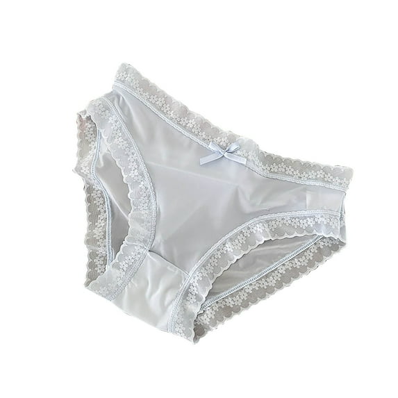 cfhntfmh Lace Panties for Women Cute Mid Waisted Breathable Stretch Underwear Soft Cotton Front Trim Bikini Briefs