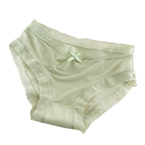 cfhntfmh Lace Panties for Women Cute Mid Waisted Breathable Stretch Underwear Soft Cotton Front Trim Bikini Briefs