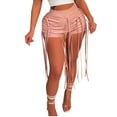 thumbnail image 1 of cfhntfmh Leather Shorts for Women Fashion Lace up High Waist Shorts Cross Tassel Bandage Skinny Shorts Pants, 1 of 6