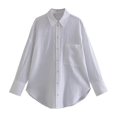 thumbnail image 1 of cfhntfmh Linen Shirt for Women Casual Button up Shirts Long Sleeve Dress Shirt Lapel Collared Blouse Tops with Pockets, 1 of 6