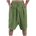 thumbnail image 1 of cfhntfmh Linen Shorts for Men Cotton Elastic Waisted Drawstring Shorts Loose Wide Leg Workout Running Activewear Shorts, 1 of 6
